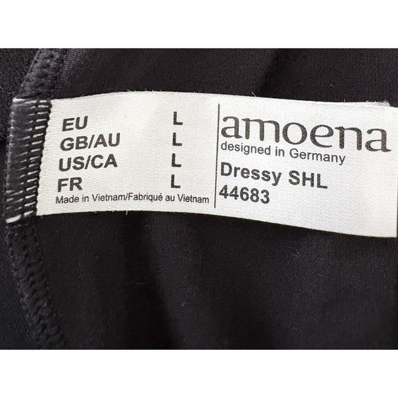 Amoena Black Sheer Mesh Dot Sweetheart Built In Bra Long Sleeve Blouse Top L - Picture 13 of 16